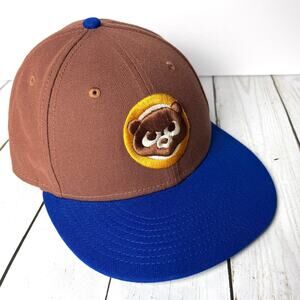 Chicago Cubs New Era Brown Blue 59Fifty Fitted Hat 7-5/8 Cooperstown Collection
